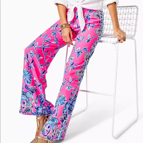 Lilly Pulitzer Pants - Lilly Pulitzer Bal Harbour Palazzo Pants in Pink Isle Slathouse Jungle, Size M.